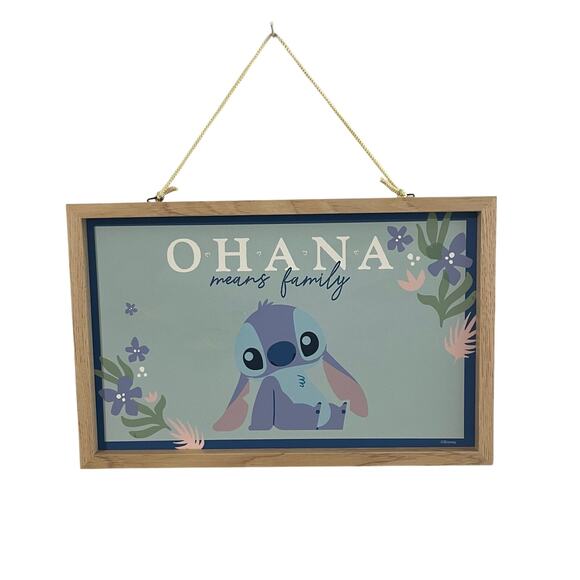 Disney Lilo & Stitch 'Ohana' Bamboo Framed Wall Art Print - Picture 1 of 6